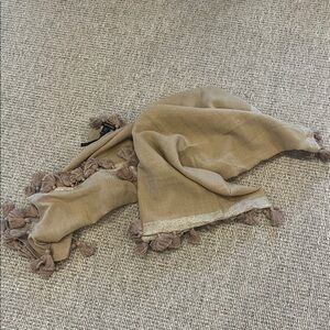 Eileen Fisher wool shawl tassle and  metallic detail